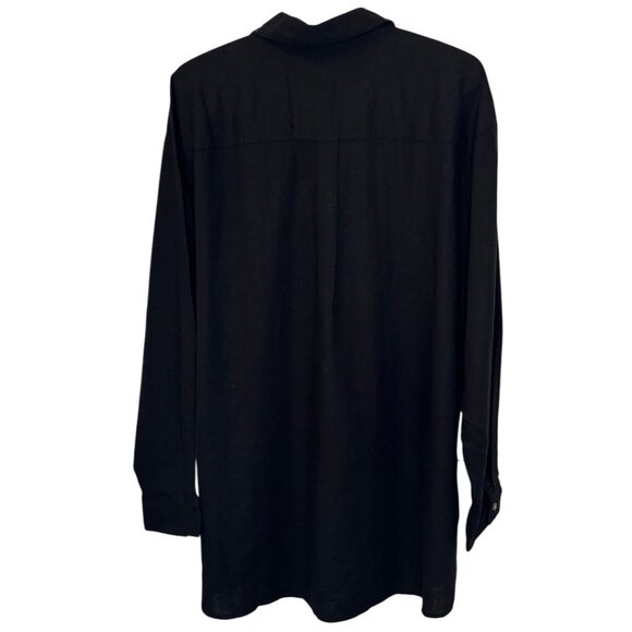 Reitmans black long sleeve linen blend button down shirt size XL NWT - Picture 3 of 5